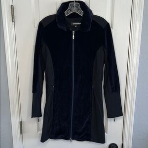 Anatomie velvet navy blue women’s long line jacket zip up size XS